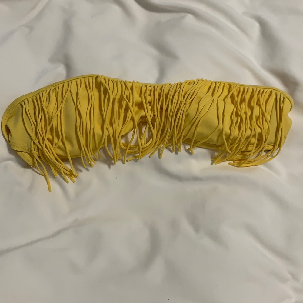 Yellow tassel bikini top